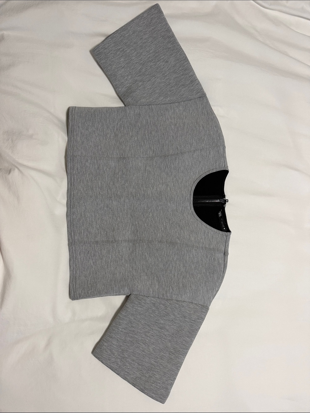 Zara Grey Short-Sleeve Sweatshirt with Back Zip